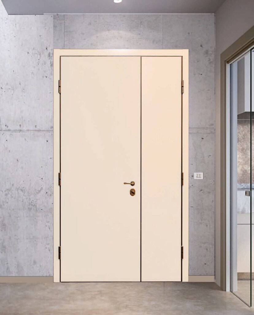 Porta blindata a due ante color crema